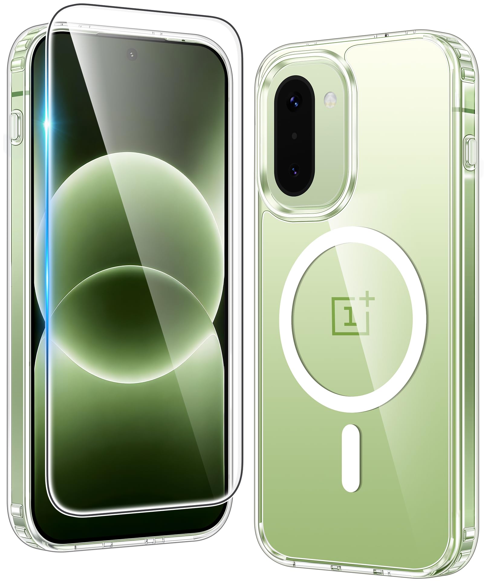FNTCASE for Oneplus 15R Clear Case Compatible with Magsafe Phonecase | Screen Protector, Military Grade Drop Protection, Slim Magnetic Phone Cases, Shockproof Bumper, Transparent Cell Cover