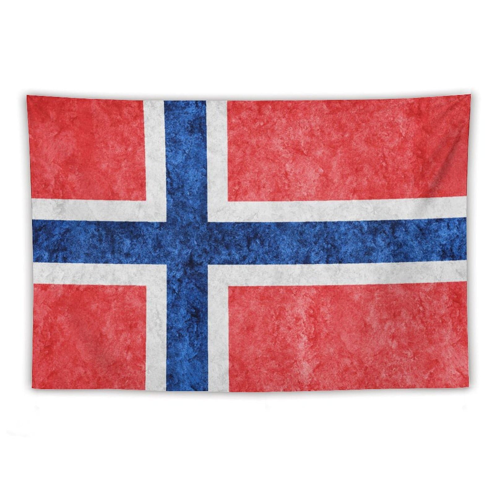 XingFox Norway Flag Textured Tapestry Wall Hanging National Flag Tapestry for Room Bedroom Dorm Aesthetic Decorations, 60"x90"