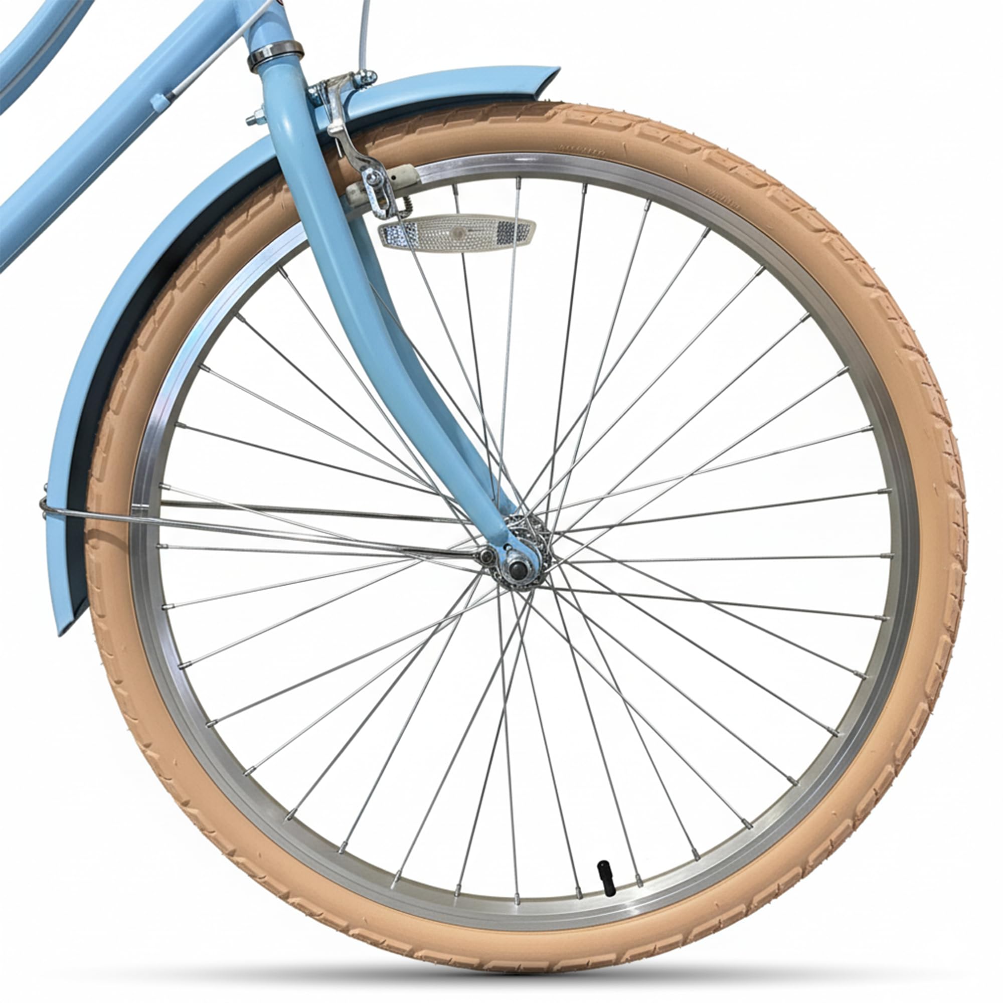 CYBIC bici da città 24/26'' per donna, stile retrò, 7 velocità, telaio leggero in alluminio con cestino in rattan, ideale per pendolari e uso urbano (Pollici, 26, blu, Pollici, 18)