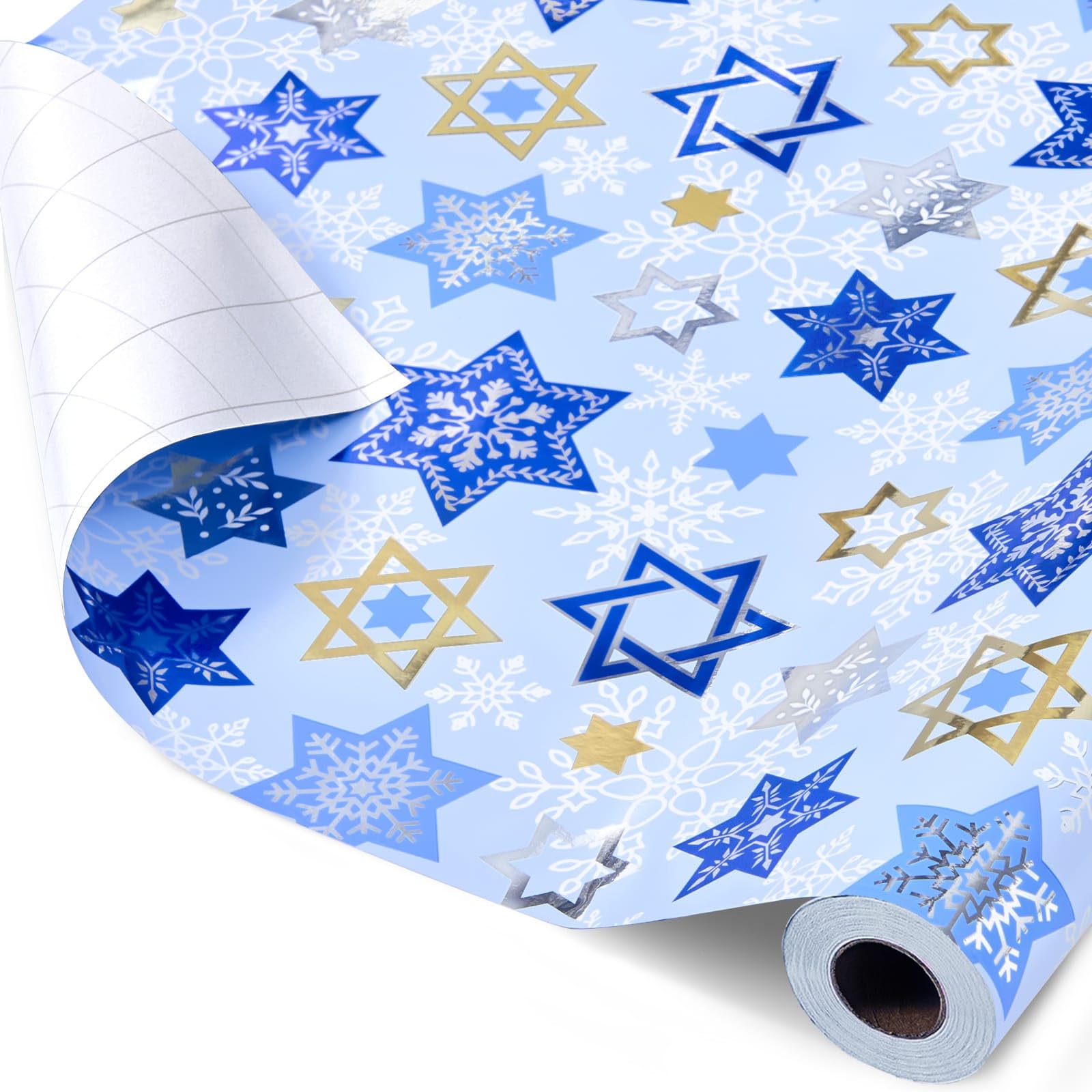 WERNNSAI 1 Roll Hanukkah Snowflake Wrapping Paper 43x10m Gift Wrap — image 1