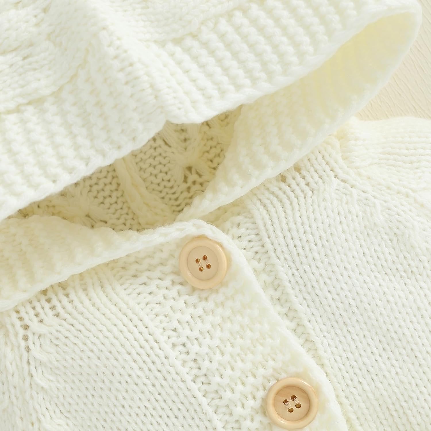 Newborn Baby Girls Boys Hooded Sweater Romper Knit Bear Ear Long Sleeve Solid Color Button Jumpsuits Winter Clothes