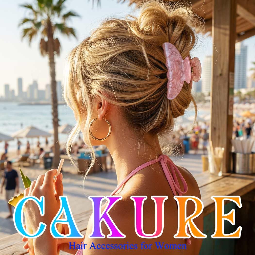 CAKURE Hair Clips Pink Acrylic Claw Clips Medium Hair Claw Hair Accessories for Women（Pack of 2） (a-beige&pink) - Image 7