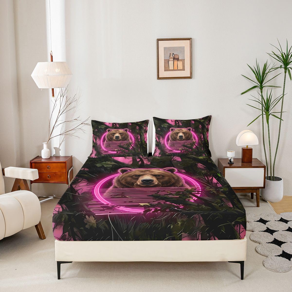 Homemissing Sábana bajera ajustable de camuflaje con 2 fundas de almohada, tamaño King, con bolsillo profundo de 16 pulgadas, para niños y niñas, para decoración de dormitorio de adolescentes (sin