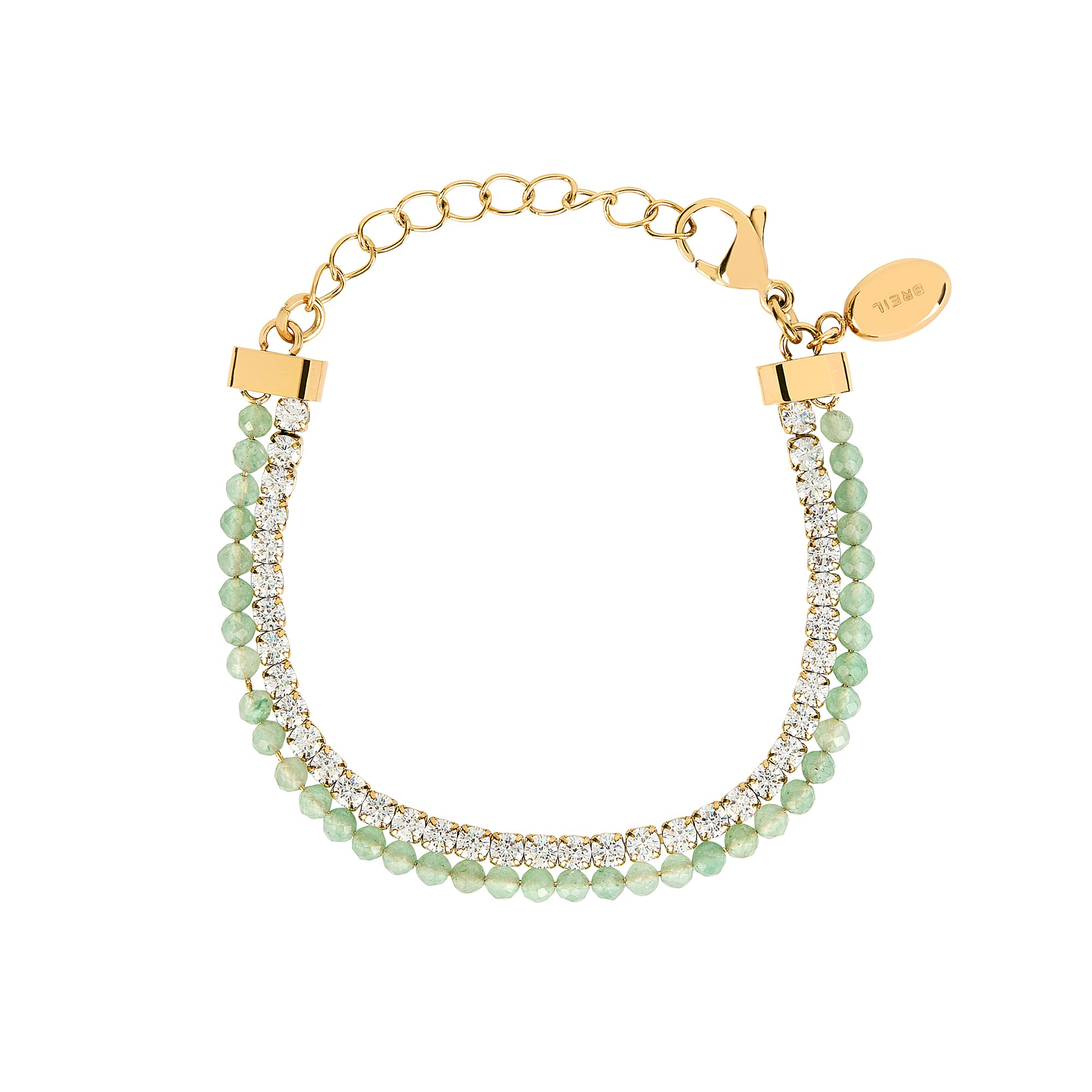 Breil, Collezione Gem, Bracciale Tennis Donna, Bracciale con Due Catene in Acciaio Lucido, Cubic Zirconia e Perline, Chiusura a Gancio, Lunghezza Regolabile 15-21 cm, Idea Regalo Donna