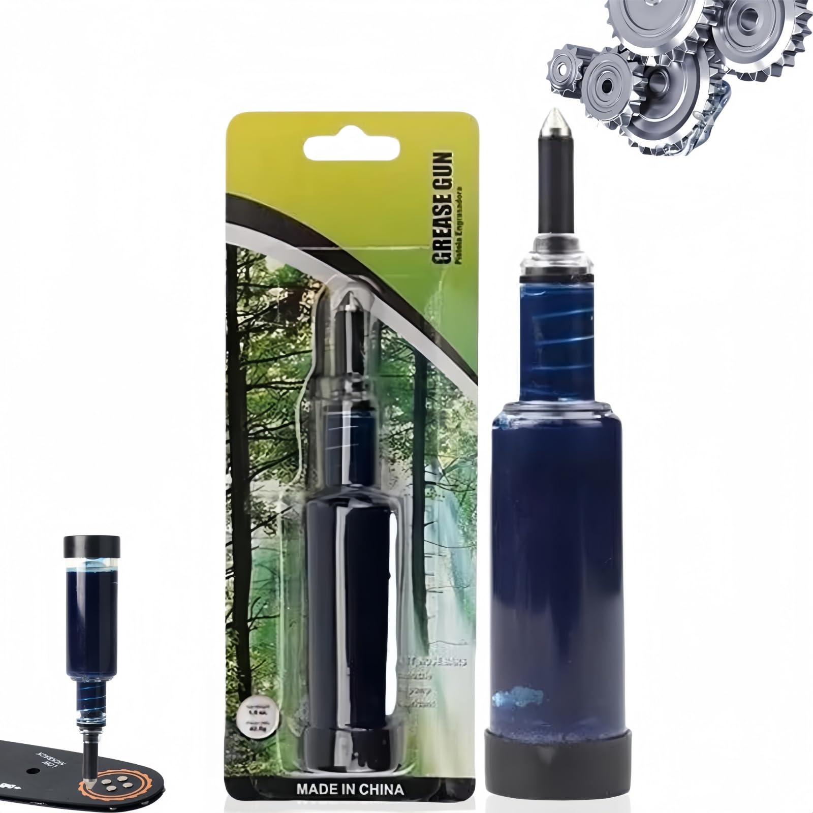 Mini Grease Gun & Grease Cartridge,Small Grease Pump with Fine-Tipped Steel Nozzle for Extend Life,Waterproof Lubrication Tool for Maintenance,Waterproof Grease Pump & Gun for Chainsaw Guide Bar