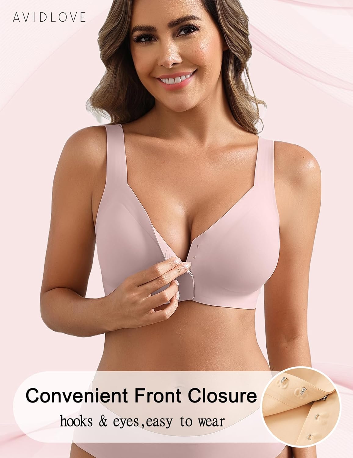 Avidlove Bras for Women No Underwire Front Closure Bra Seamless Bralette Full Coverage Everyday Bras Wireless Brassiere - Image 3