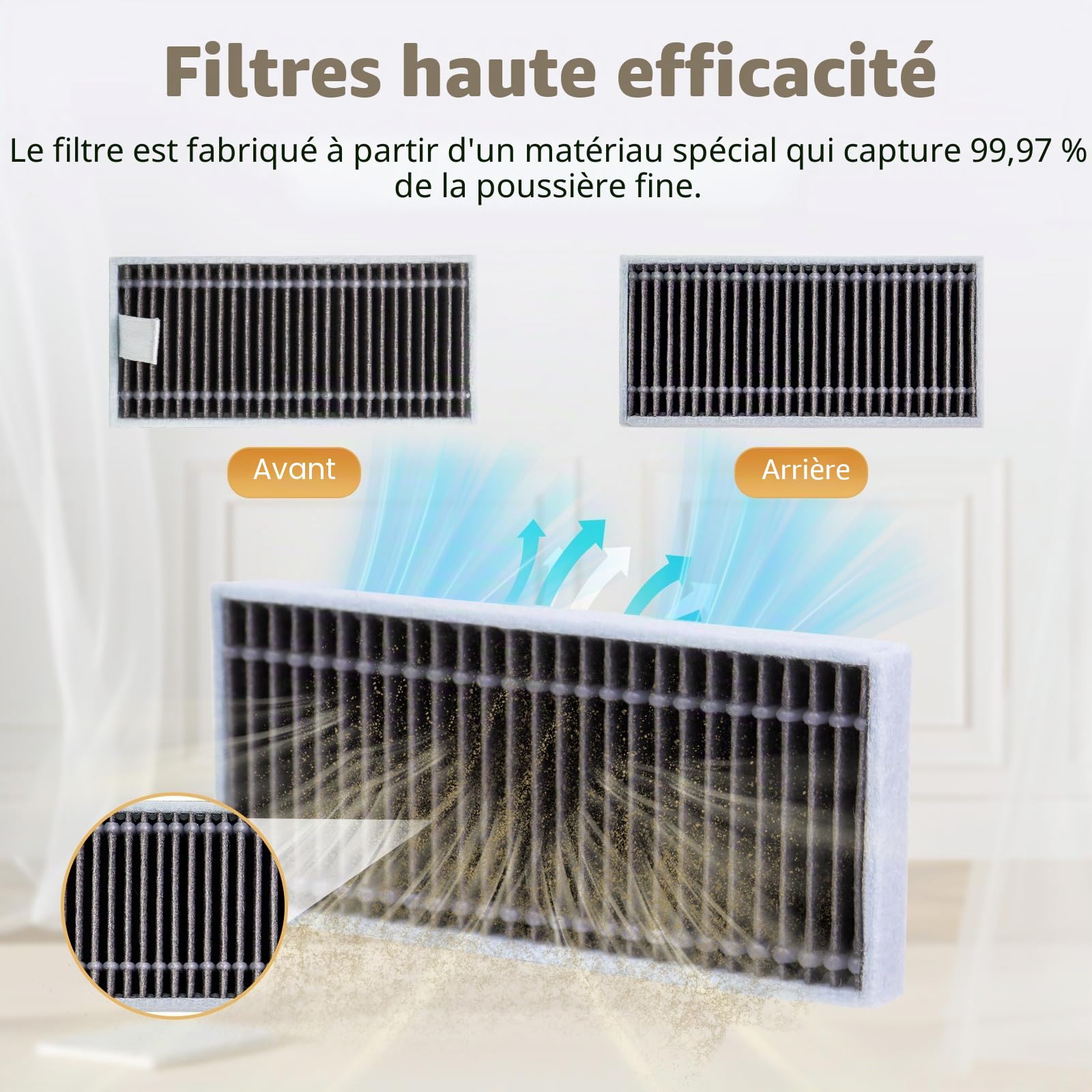 ECOVACS DEEBOT T80 OMNI Pièces de Rechange Robot Aspirateur, 1 Brosse Principale, 4 Filtres, 4 Brosses Latérales, 2 Rouleaux, 4 Sacs à Poussière