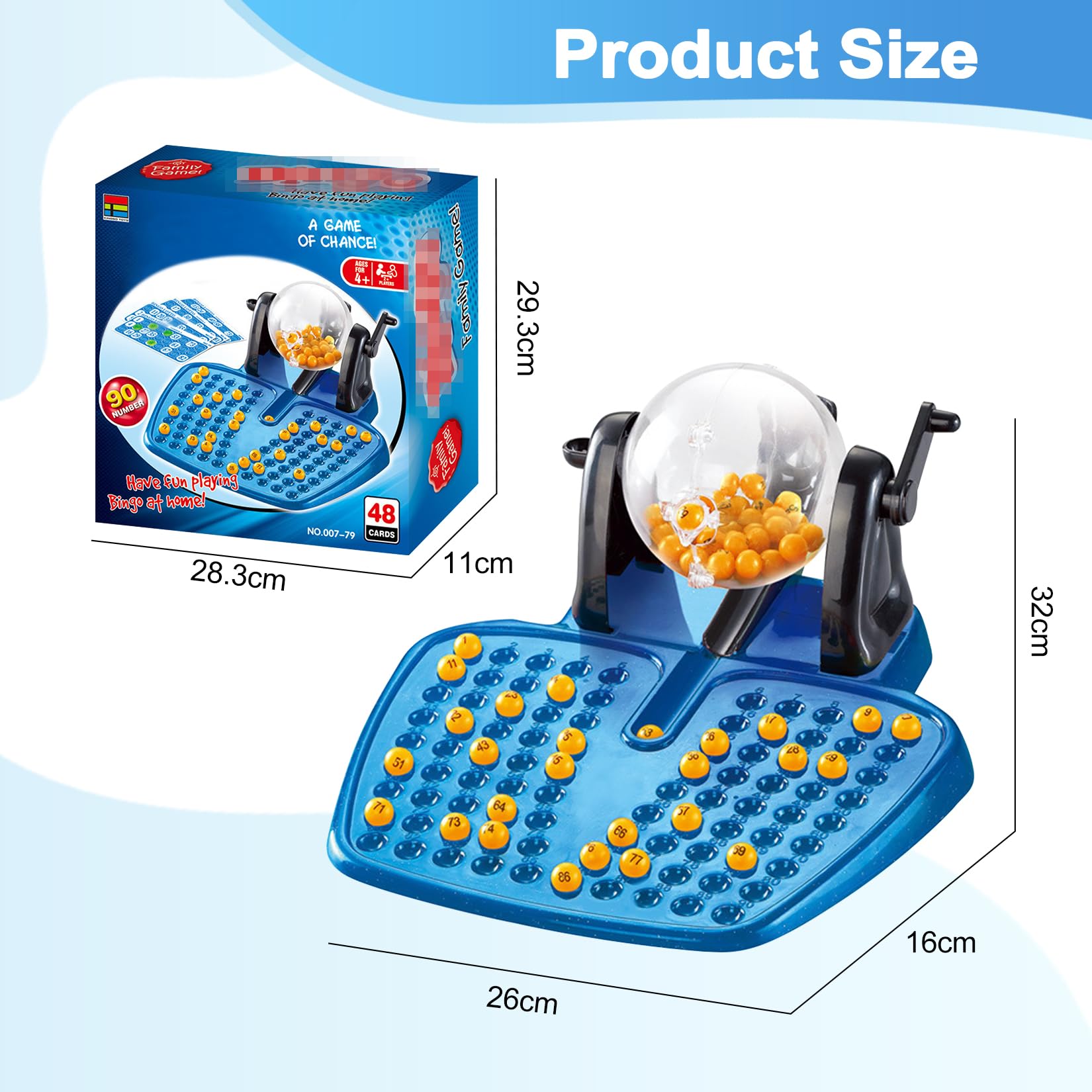 Set Da Gioco Con Macchina Per Lotteria Con 1 Macchina Per Lotteria 90 Segni Di Punteggio 90 Palline 48 Carte Feste Dopo Cena Natale Festività E Eventi Regalo (Blu)