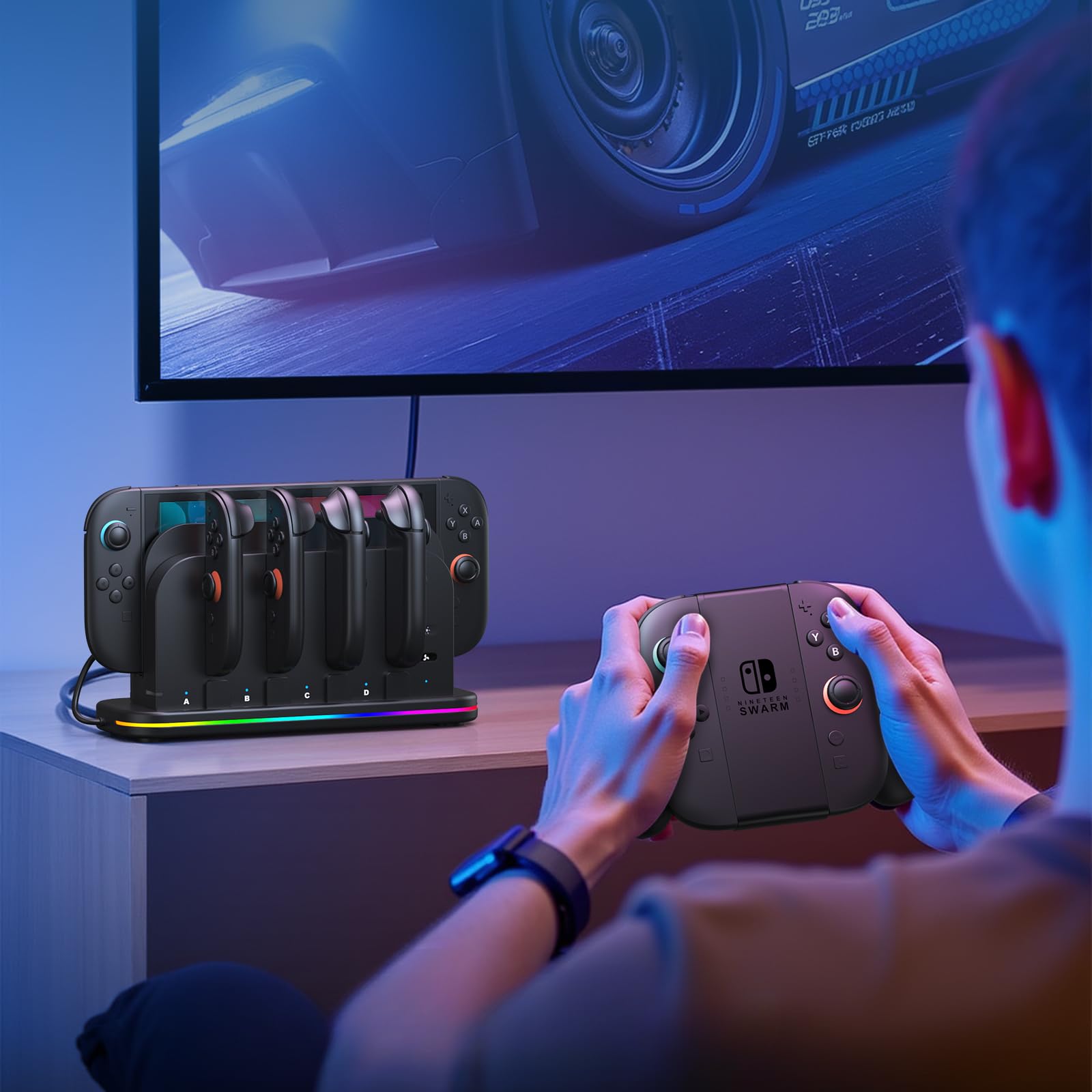 Base de Carga y refrigeración para Nintendo Switch 2 con Ventilador de refrigeración, luz RGB, Indicadores LED, Soporte de Carga magnético Compatible con Switch 2 Joy con | Ventilador de refrigeración, luz RGB, indicadores LED, soporte de cargador magnéti