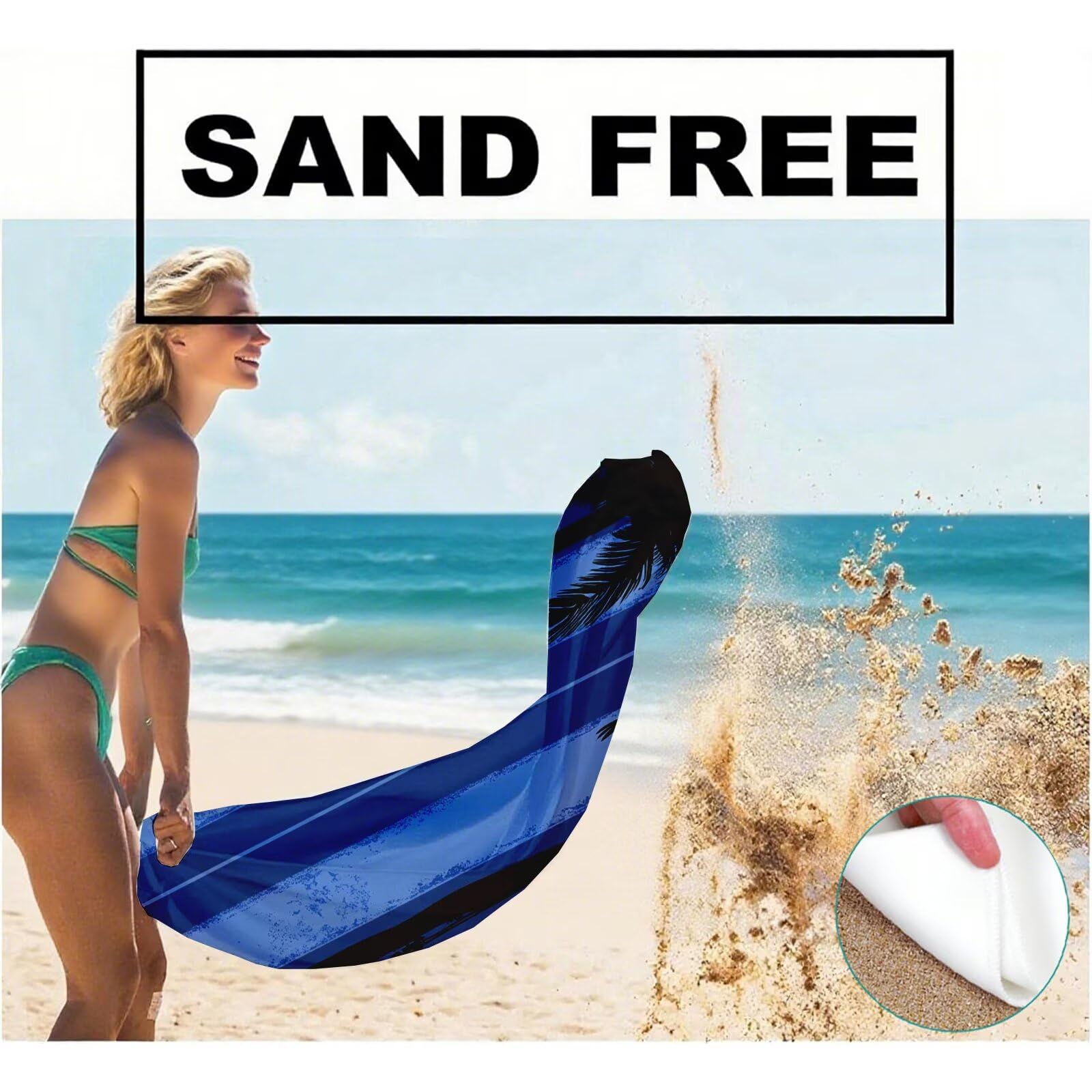 Serviette de Plage XXL 100x200 cm,Cocotier Serviette Plage Microfibre avec Séchage Rapide, Anti-Sable, Absorbante Fonction Design pour Vacances Piscine Pique-Nique Voyages Yoga, Cadeau Femme Q-623