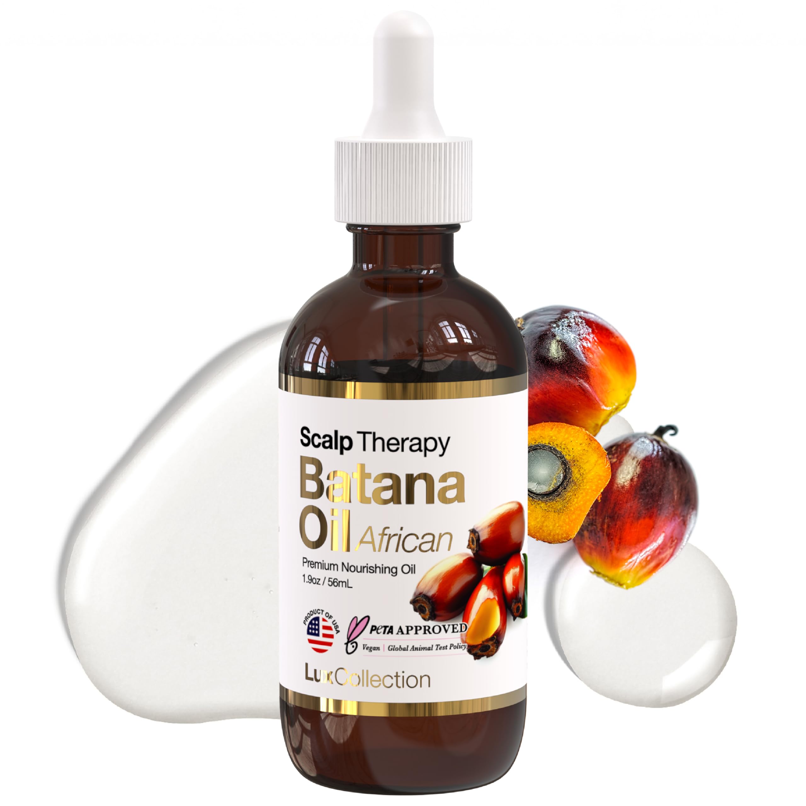 Lux Collection Scalp Therapy Hair Oil Blend for Dry Scalp, Split Ends – Intensive Moisturizing & Strengthening Treatment – 1.9oz/56mL (Batana)