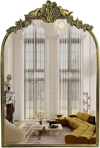 Espejo retro estilo palacio, espejo de arco retro francés antiguo, adecuado para baño, sala de estar, dormitorio, chimenea, pasillo, se puede