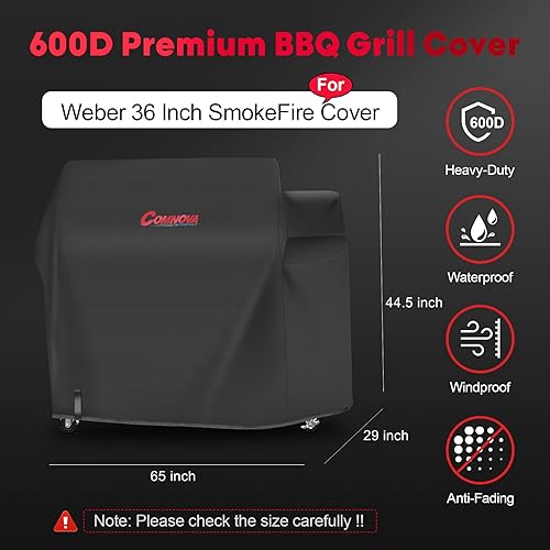 Miniatura 2 de Comnova - Funda para parrilla de 65 pulgadas, cubierta 600D premium para parrilla Weber de 36 pulgadas SmokeFire de madera (EX6), cubierta de humo