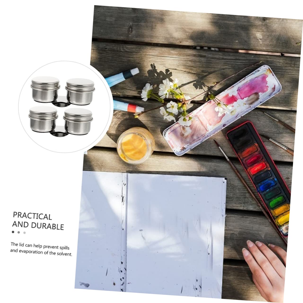 jojofuny 3 Set Contenitori per Lavaggio Inossidabile per Pittura Piccoli E Pratici con Pulizia per attività Creative 2 Pezzi * 3