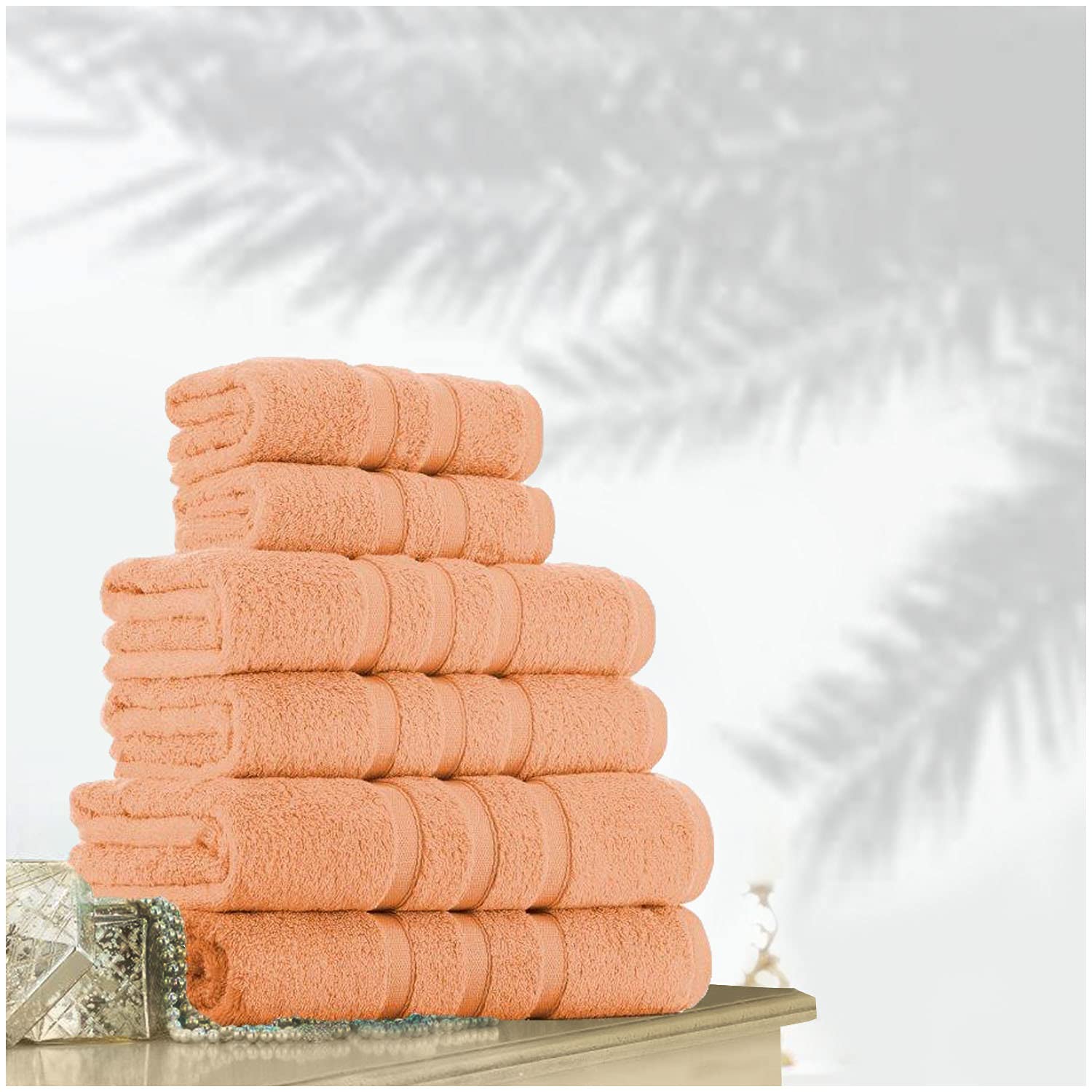 GC GAVENO CAVAILIA Soft Hand Towels For Bathroom Set Of 4, Super Absorbent Towel, 550 GSM Cotton Towel Sets Peach, 50X80