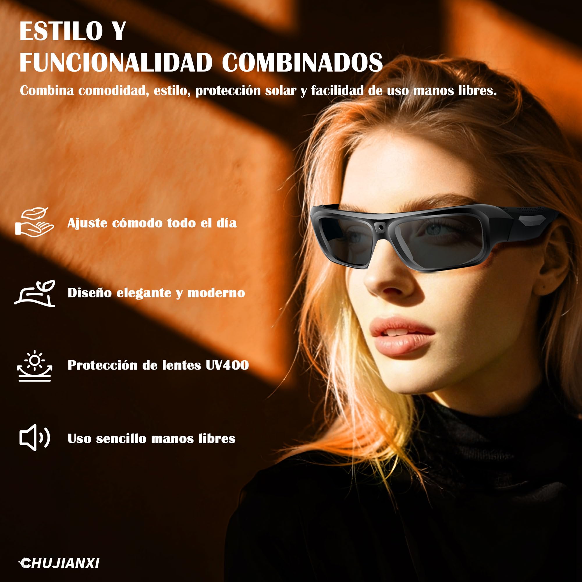 Lentes con Cámara 4K, Gafas Inteligentes para hombres y mujeres | Gafas de Sol con Protección UV400 y Vídeo para Actividades al Aire Libre, 2026 Nueva Generación gafas con cámara