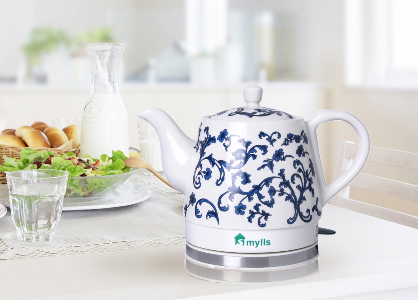 SMYLLS Electric Ceramic Kettle NonPlastic Kettle, Blue Pattern Buy
