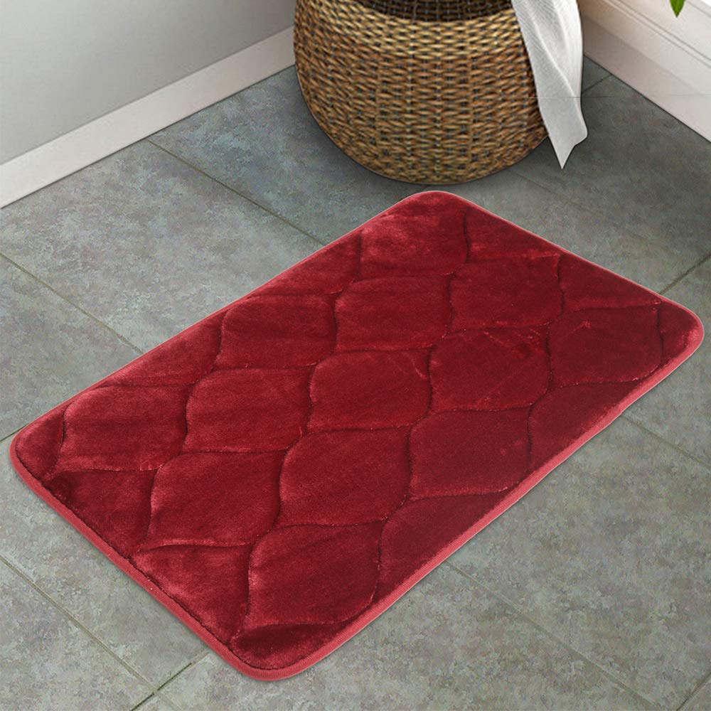 PorticoQuilted Collection Small Bath Mat, Maroon, 40 X 60cm, 8492591