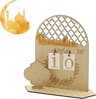 Wooden Ramadan Advent Calendar Decorations - Countdown Calendars Decorations 30 Days Ramadan Party Ornament, Ramadan Gift for Kids Ramadan and Eid Decor (B)
