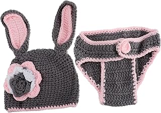 UKCOCO 1 Conjunto De De Coelho De Malha Adereços Fotográficos Roupas Recém-Nascidas Kit De Tricô Para Roupa De Fotografia Gorro De Malha Traje De Fotografia Chapéu De Malha
