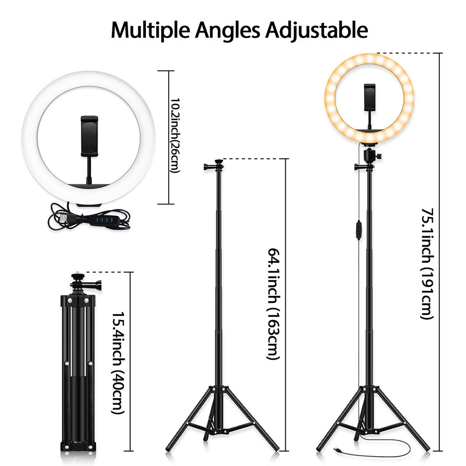 10" Ring Light, Luce per Selfie con 3 modalità & Luminosità di 10 Livelli, con Telecomando Wireless, Dimmerabile Selfie Light per Youtube Trucco Fotografia Tiktok