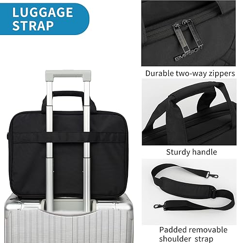 Miniatura 5 de EMPSIGN Bolsa para portátil de 17 pulgadas, maletín expandible de gran capacidad para mujeres y hombres, viajes de negocios, oficina, impermeable,