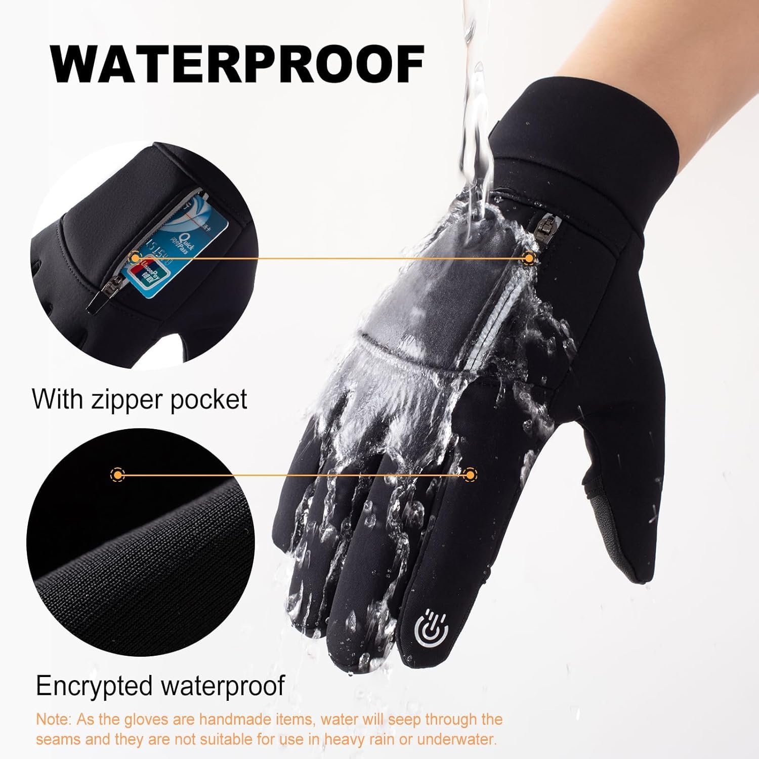 Guantes Invierno Impermeable Pantalla Táctil para Frio Ciclismo Running Esqui Snowboard Moto Calefactables