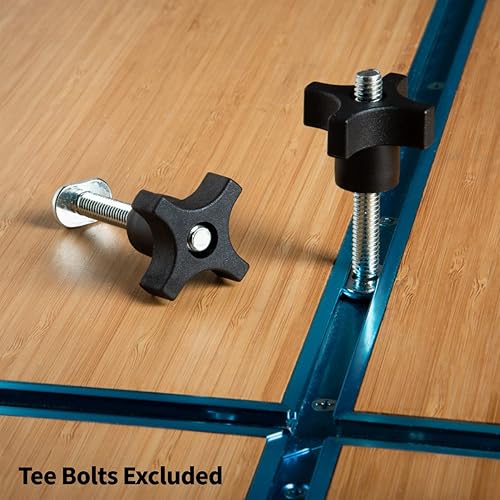 Miniatura 5 de POWERTEC QNB3003-P2 - Paquete de 10 perillas de sujeción roscadas de 516 pulgadas y 18 puntos para pista en T y accesorios de sierra de mesa, tabla