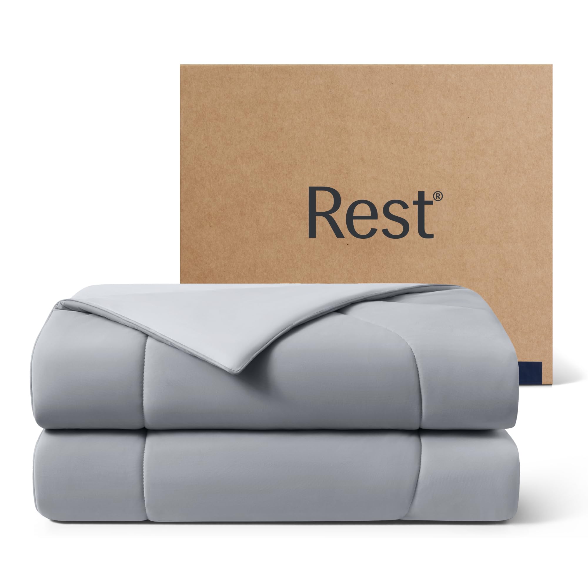 REST® Evercool® Cooling Comforter, Full/Queen, Blanket for Hot Sleepers, All Season Bedding to Keep Cool for Night Sweats, Breathable Lightweight Blanket, 90"x90" Inches, Cool Gray