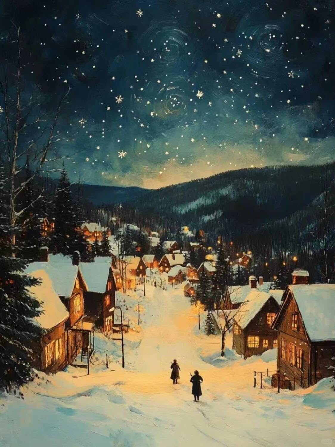 Rqwybcaxn Seed Bead Embroidery Kits Town in the Snow 40x50cm
