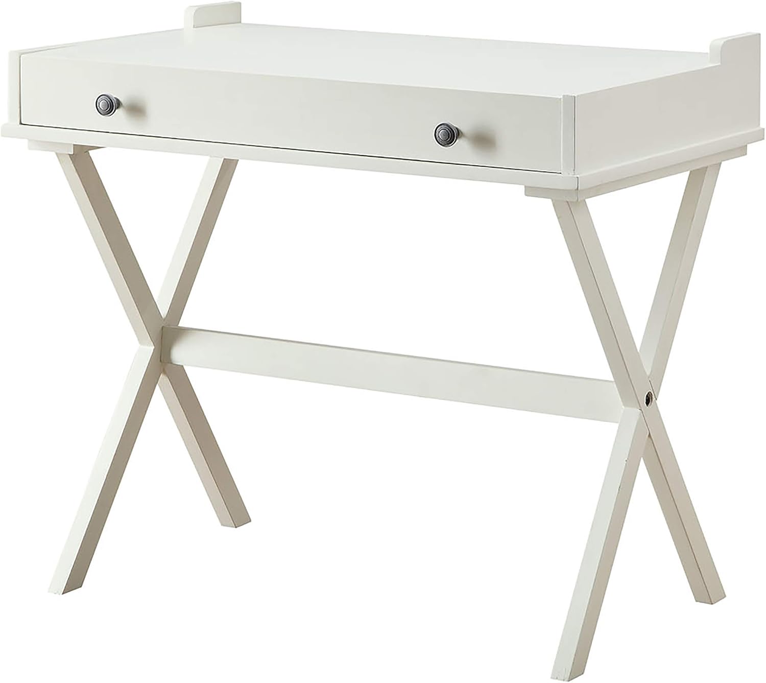 Carolina Chair & Table Exton Flip Top Desk with Cork Board and Drawers - Antique White Wooden Writing Desk for Home Office, Vanity or Bedroom - Foldable Compact Workstation with Storage and Pin Board