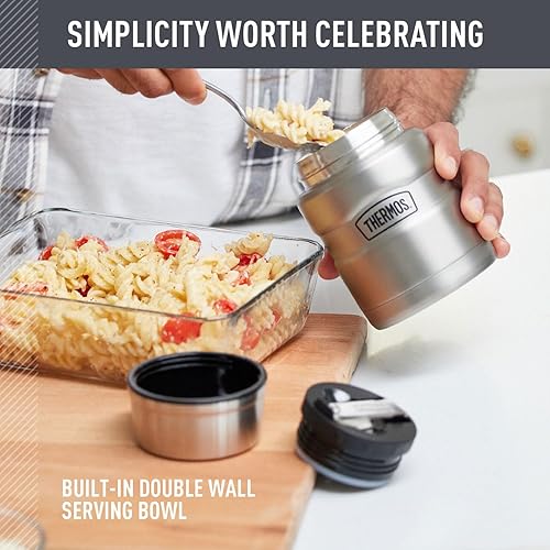 Miniatura 3 de THERMOS Stainless King - Tarro de alimentos aislado al vacío con cuchara, 16 onzas, rojo rústico Verde militar,Azul,Mate acero inoxidable (Matte