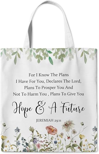 Christian Bible Tote Bags Gifts for Women, Bible Verse Religious Study Reusable Tote Bag for Church Prayer Shopping