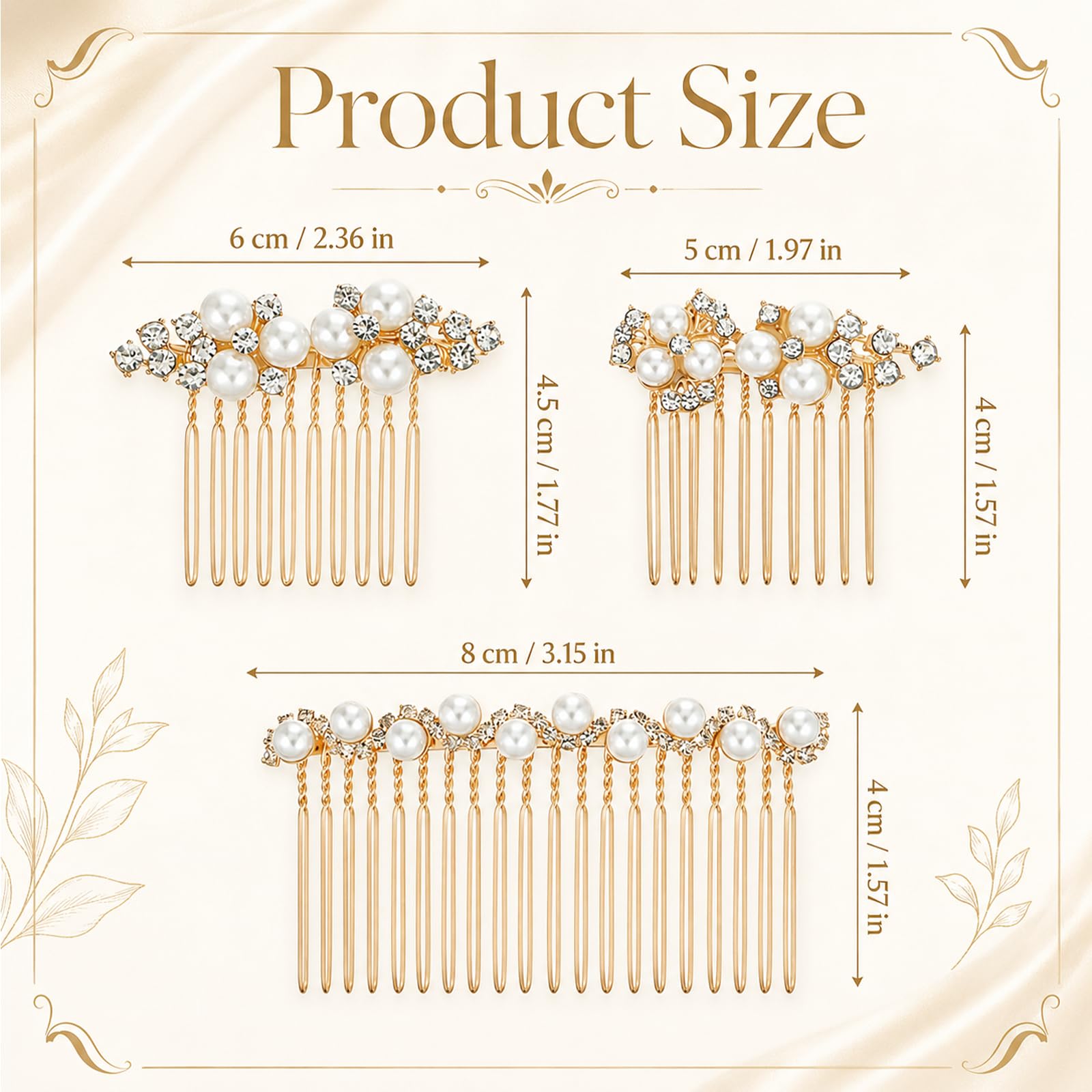 3 Stück Strass Perle Braut Haarschmuck Hochzeit Haarschmuck Gold Brautschmuck Haare Perlen Haarnadeln Braut Kopfbedeckung Seitenkämme für Brautfrauen Brautschmuck Haare(Gold)