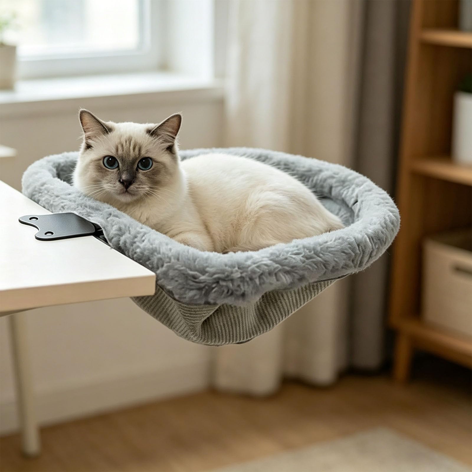 Sedile per gatti in tessuto con base con impugnatura per un posizionamento sicuro, per finestra e nido per gatti in tessuto morbido