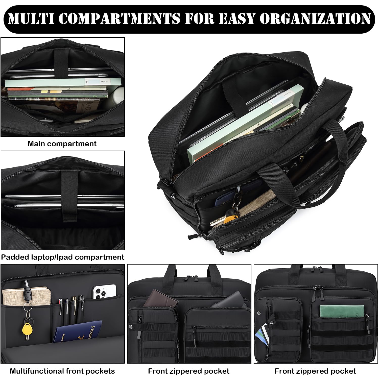 3 in 1 Arbeitstasche Herren Aktentasche 17,3 Zoll taktische Laptoptasche