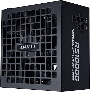 LIANLI ATX3.1 Compliant PC Power Supply, RS1000G, Black, No HUB, Full Modular, 80 Plus, GOLD Certified, PPLP.info, GOLD Certified, Cybenetics Platinum Certified, 90 Degree Rotatable AC Inlet, Native