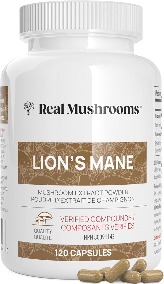 Real Mushrooms Lions Mane Capsules - Organic Mushroom Extract With Immunomodulating Properties Antioxidants Vegan Brain Supplement, 120