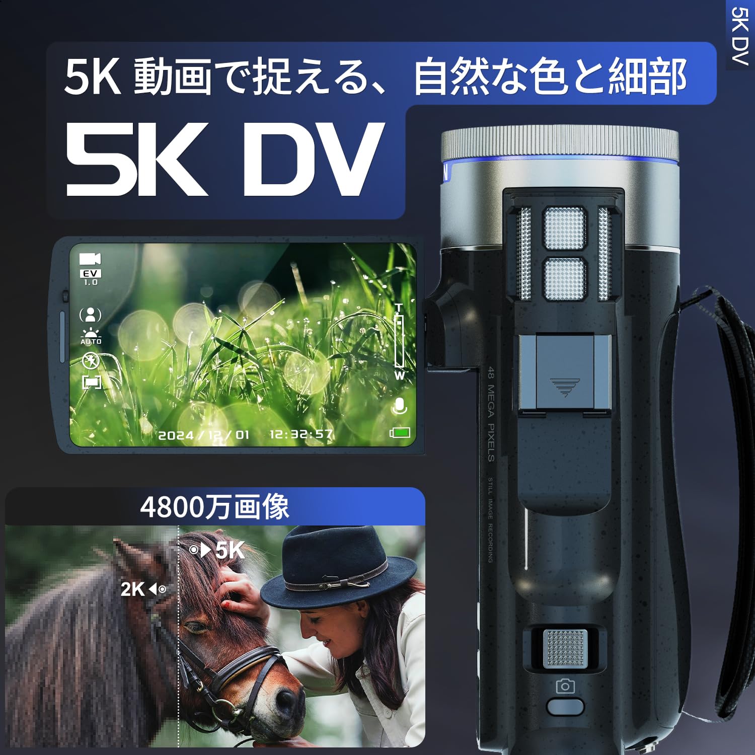 Amazon.co.jp: NBD 5K 4800万画素 ビデオカメラ WiFi機能【超