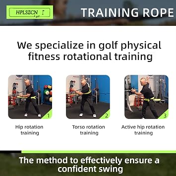 Golf Swing Trainer Rope, Golf Core Strength Trainer, Swing Power Training Equipment, Enhance Core-initiated Backswing and Initiate Downswing with Hips, Help Powerful, Accurate & Consistent Swings