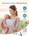 Paruu Pompe à sein sans mains P16, Portable pompe à sein électrique portable avec 4 Modes & 12 Niveaux, Max 309mmHg Une forte aspiration 19/21/24mm Inserts de brides Pompe d'allaitement portable, 2 Boîte (sable)