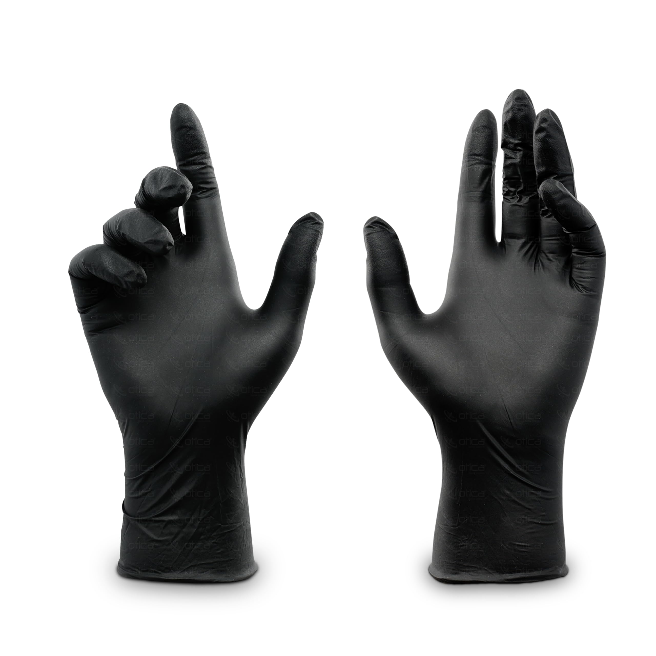 OTICA Black Nitrile Gloves 100 pcs Chemical Resistant Medical Cooking Cleaning Tattoo Artist Disposable Black Gloves (Medium)