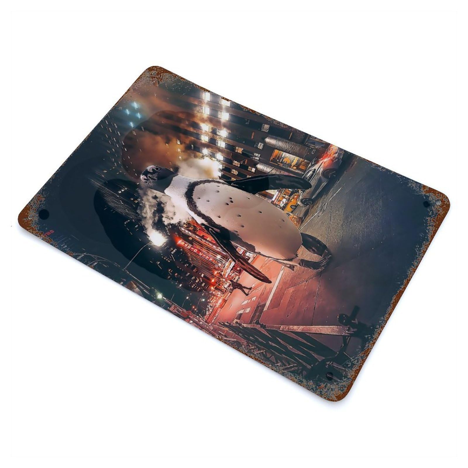 The New York City Penguin Vintage Metal Tin Sign 11.8"x7.9", Ideal for Cafe, Home Bar And Lounge Decor