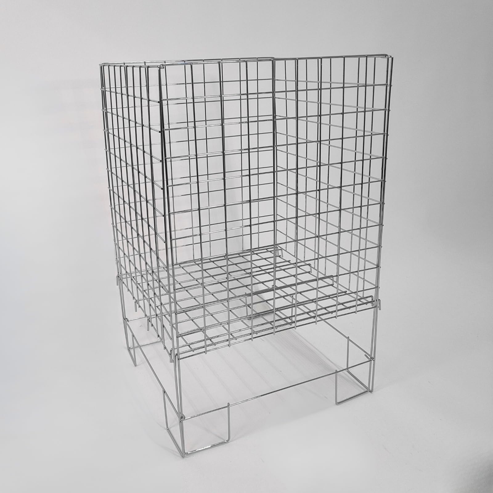 41cm Square Dump Bin Basket โ White Polycoated Collapsible Display Bin for Retail โ Adjustable Bottom Section โ 78cm High โ Flat Pack Assembly