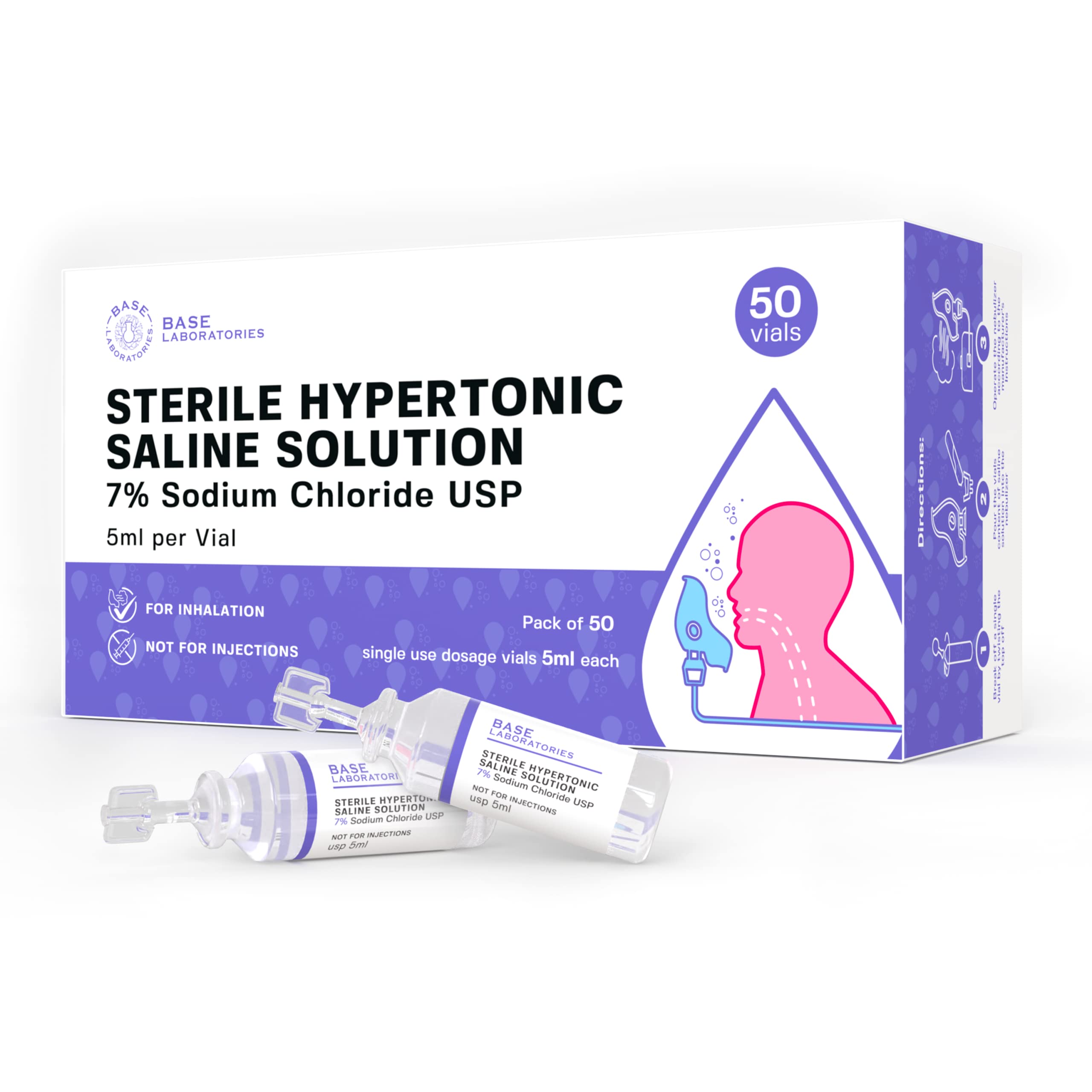Buy Base Labs 7 Hypertonic Saline Solution for Nebulizer Machine Sterile Saline Solution for