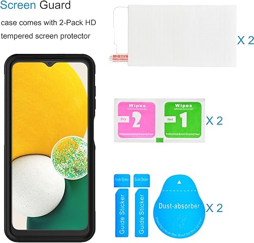 Miniatura 4 de Tekcoo Funda para Galaxy A13 5G 4G 2 protectores de pantalla de vidrio templado Parachoques texturizados antideslizantes prueba de caídas