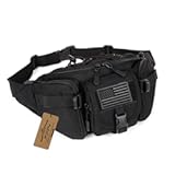 Tactical Fanny Pack for Men Women Waist Bag Hip Belt Outdoor Hiking Fishing Bumbag with Patch (Black)