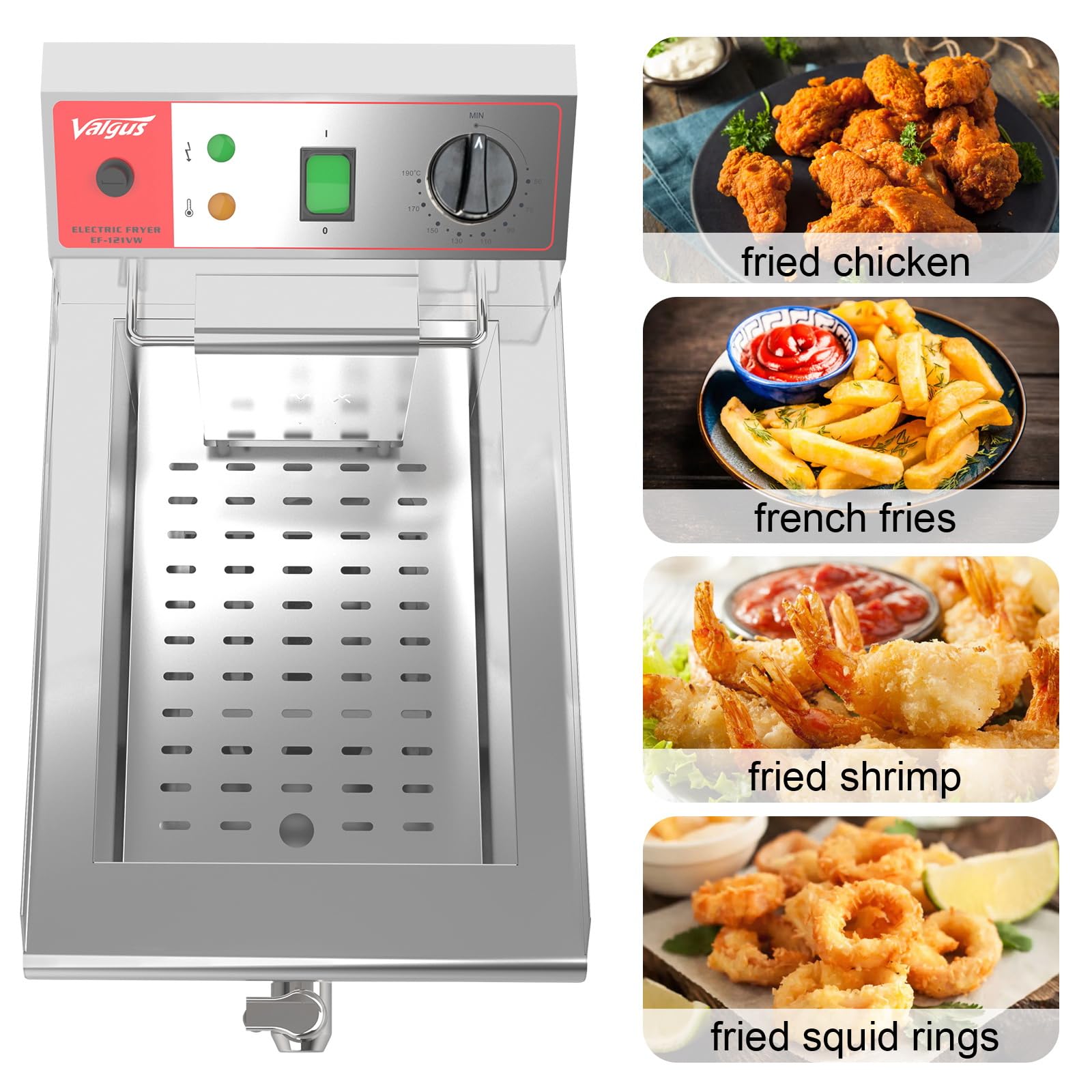 VERTES Professionele Elektrische Friteuse 10L, 3000W, 230V, Koude-Zone VERTES Professionele Elektrische Friteuse 10L, 3000W, 230V, Koude-Zone