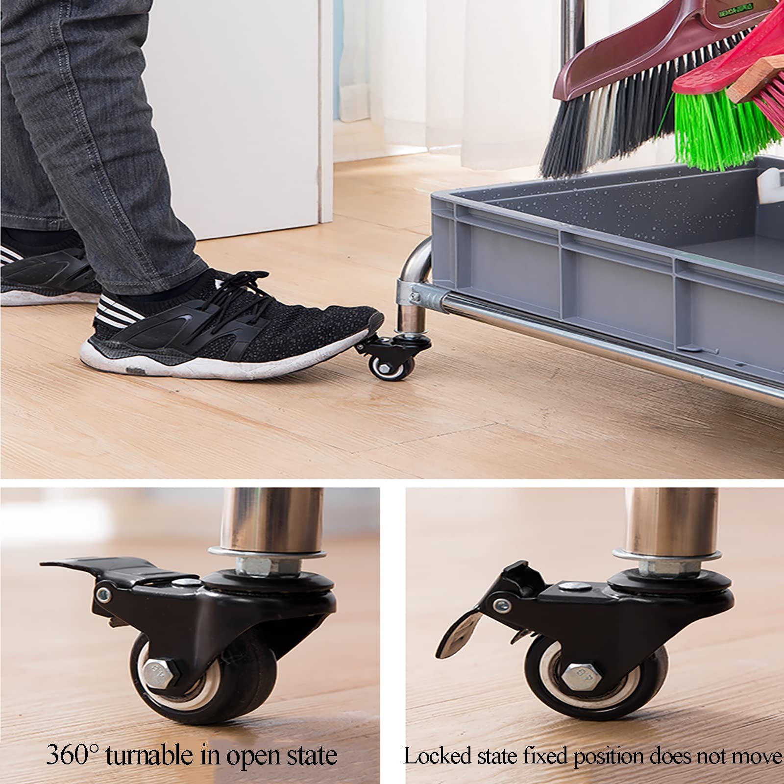 Praktischer Ständer Für Besen Und Mopps, Beweglicher Besen- Und Mopphalter, Reinigungswagen Mit Turm, Mopphalter, Schirmständer, Halterung Für Nasse Mopps, Beweglicher Ge,5slots