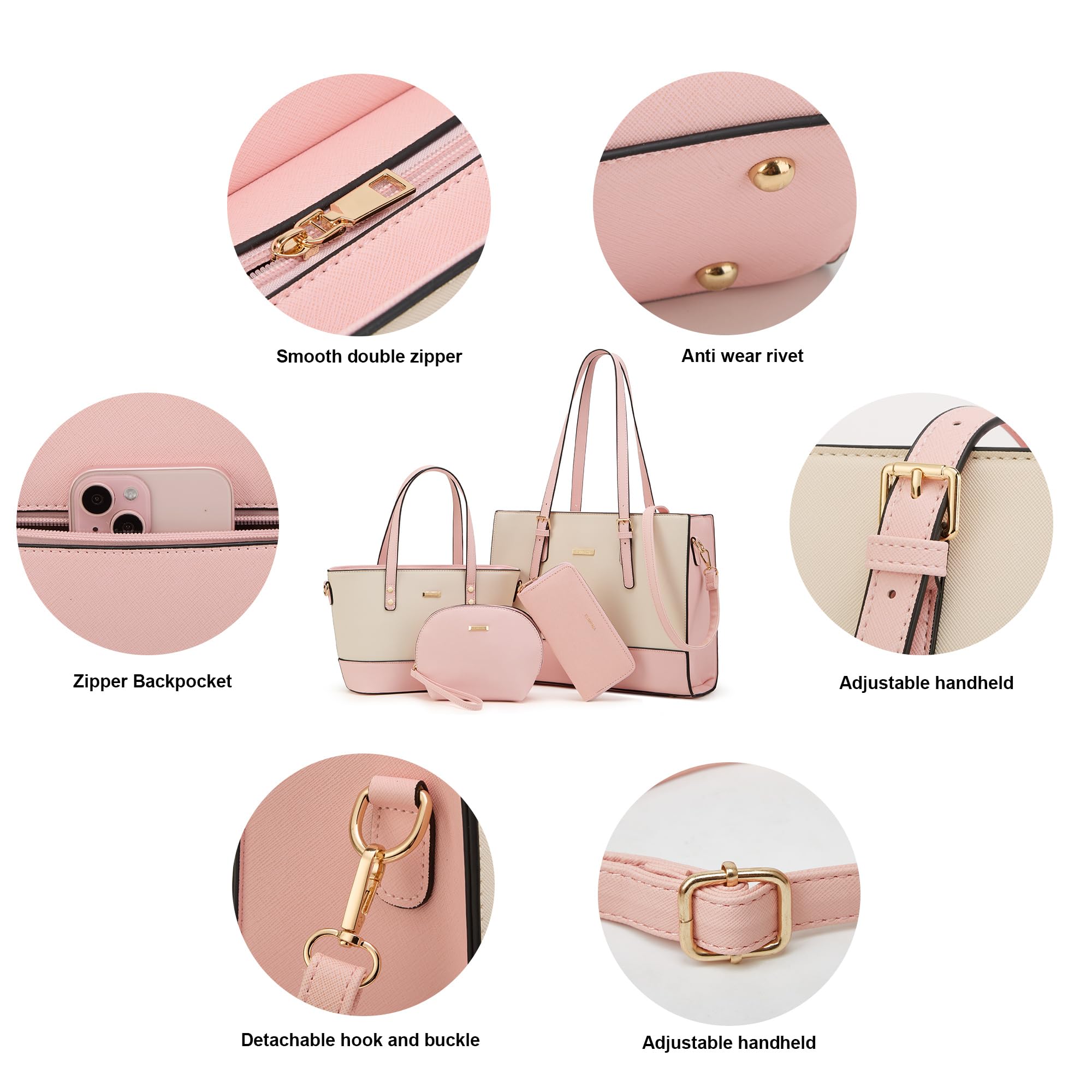 Modische Damen-Handtaschen, Tragetasche, Schultertasche, Tragegriff oben, Geldbörsen-Set